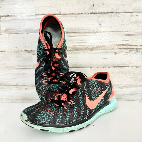 Nike Womens Free 5.0 TR Fir 5 Black/Orange/Teal Running Shoe Size 8.5 - Picture 1 of 6